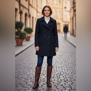 Superdry Women's Navy Pea Coat - Elevated Casual - Size M